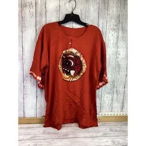 Bali Bagas Barong Shirt Short Sleeve 3L Red for Women NWT